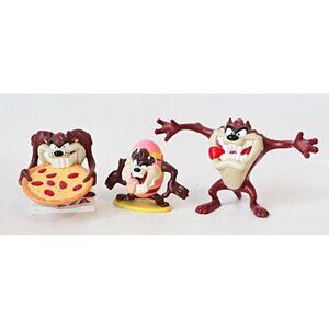 3 Vintage Tazmanian Devil PVC Figurine Pizza Taz Easter Egg Collectible Looney
